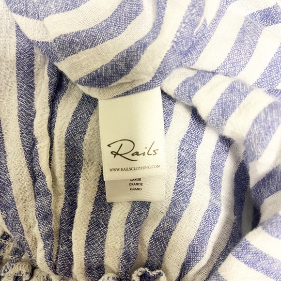 Rails Angelina Striped Tunic Tiered Mini Dress Linen Blend Smocked Waist Popover - Picture 8 of 10